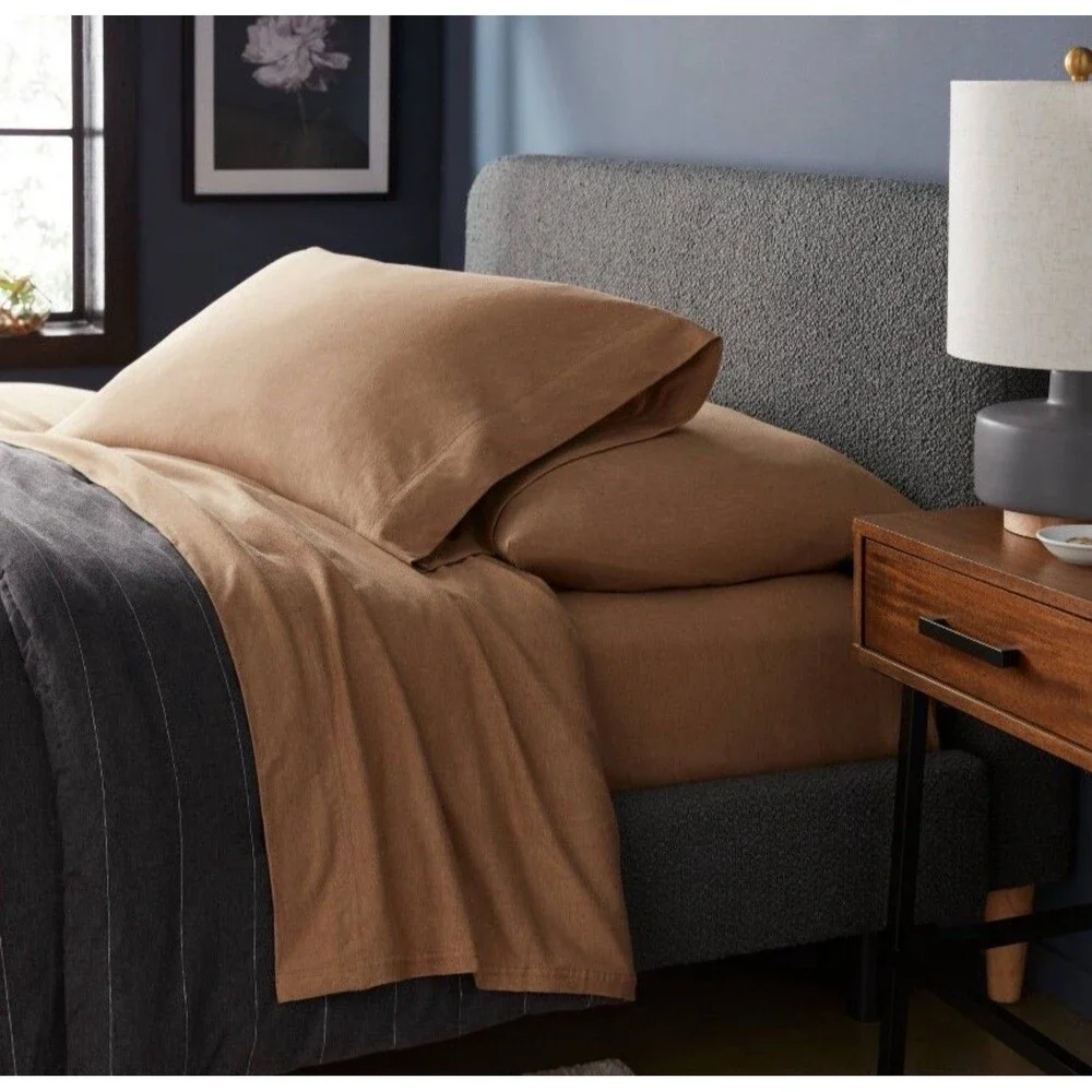 Queen Cotton Jersey Sheet Set Brown Heather - Threshold NEW